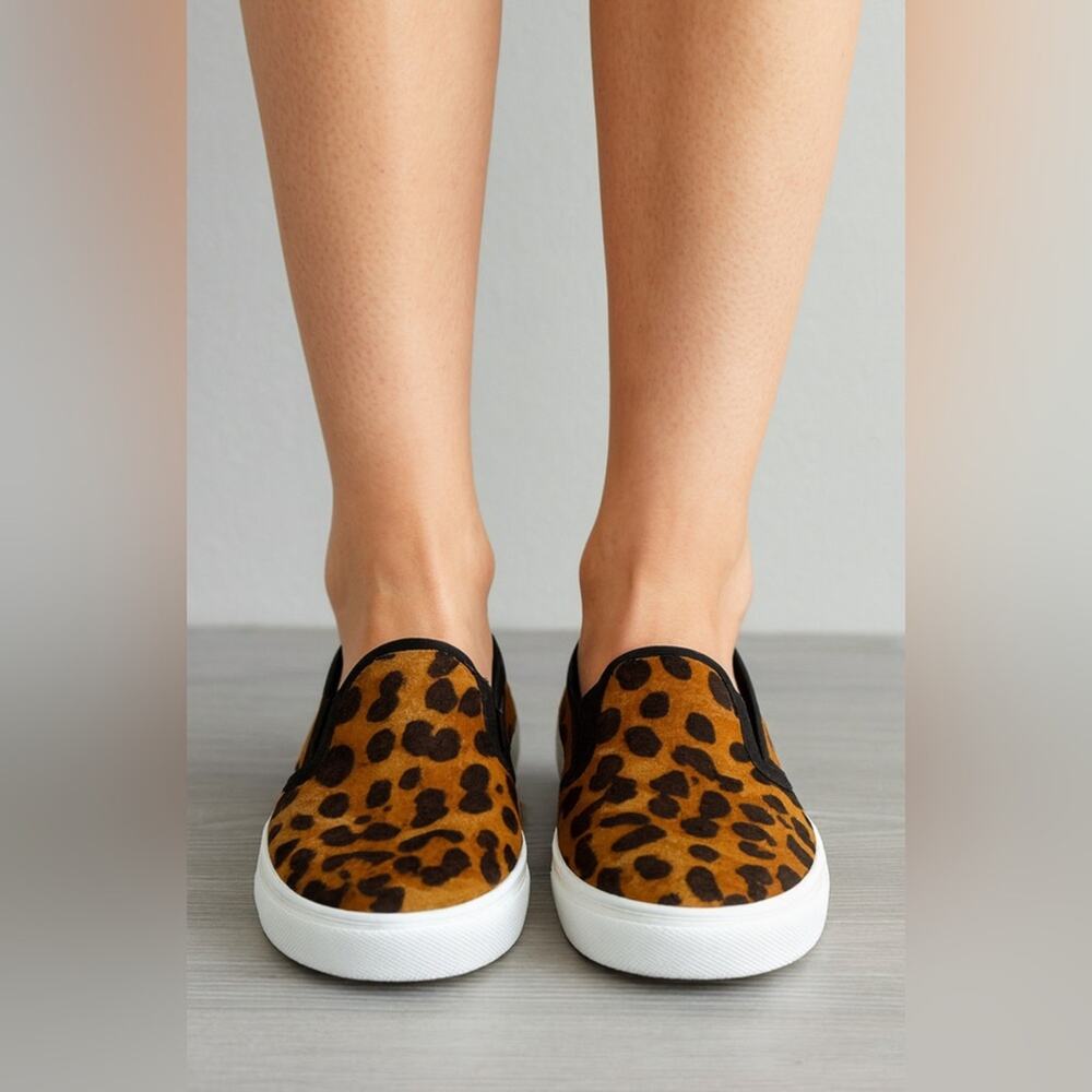 Fever Sole Leopard Print Slip-On Sneakers • Casual Comfort Flats Size 6.5